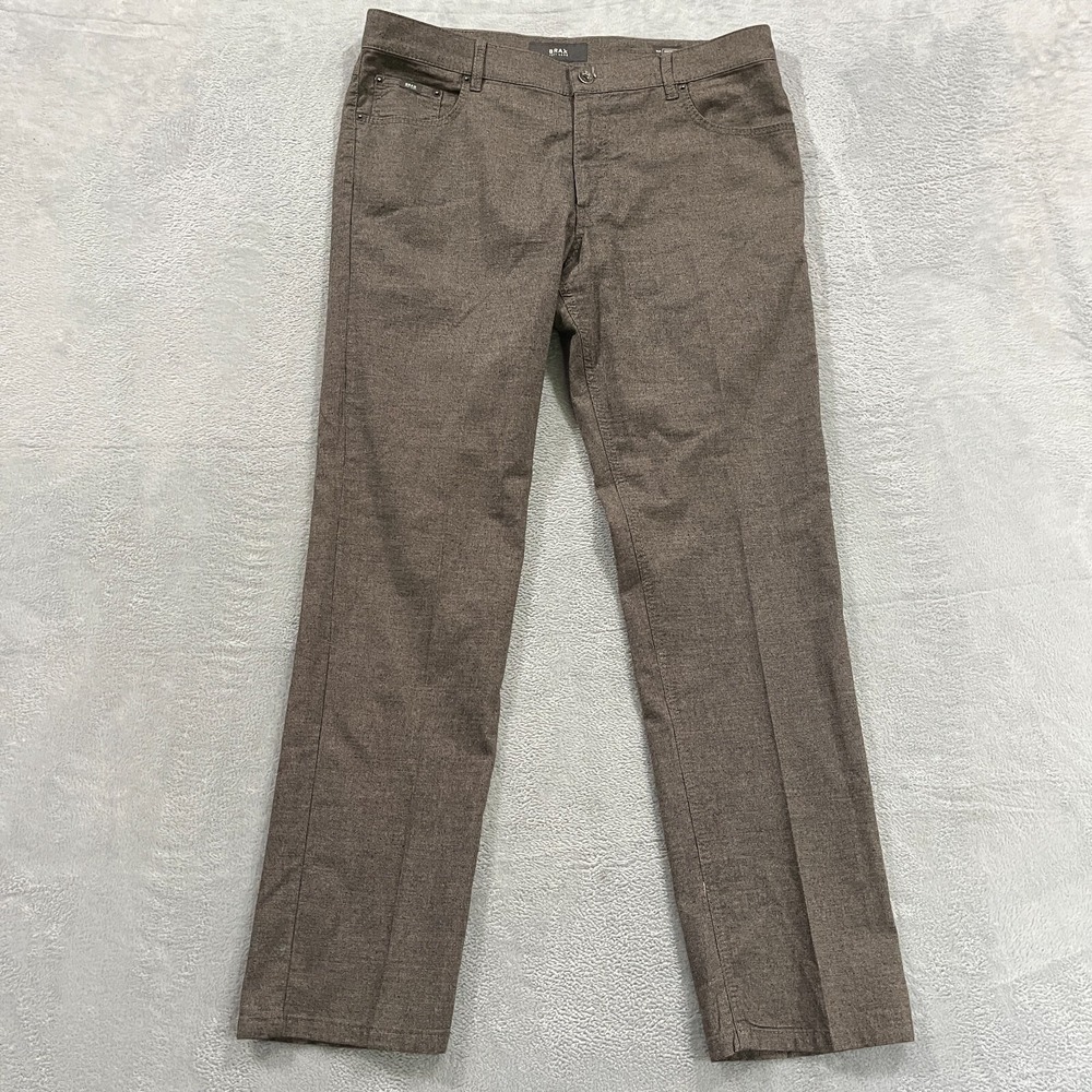Brax Cooper Fancy Pants Men 38x32 Brown Regular Fit 5 Pocket Stretch